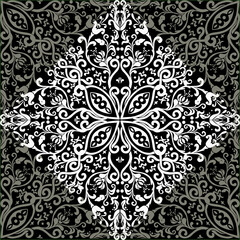 white and grey on black simple abstract designed square