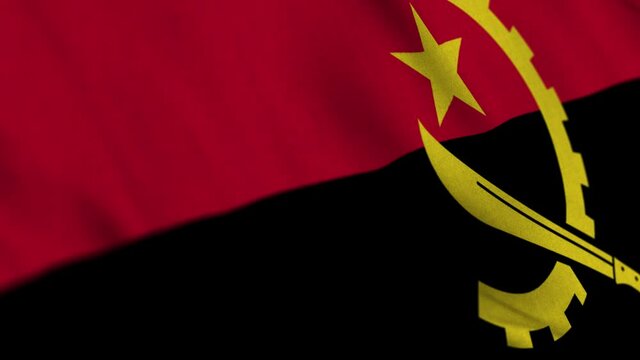 Angola national flag waving with fabric texture fluttering in wind in a seamless loop in smooth slowmotion animation background