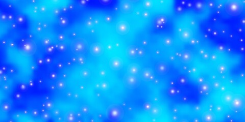 Light BLUE vector background with small and big stars. Shining colorful illustration with small and big stars. Theme for cell phones.