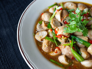 Stir Fried Straw Mushroom,Ingredients chili, garlic, spring onions topped with coriander,Taste Spicy, sweet, salty
Is a healthy food and a weight loss menu