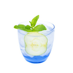 Cold apple drink with ice and mint