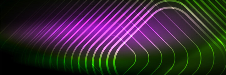 Shiny neon lines, stripes and waves, technology abstract background. Trendy abstract layout template for business or technology presentation, internet poster or web brochure cover, wallpaper