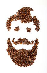 beard of a man from coffee beans
