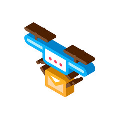 Drone Mail Delivery Postal Transportation Company Icon Vector isometric sign. color isolated symbol illustration