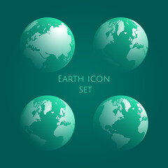 Earth Globe cyan Icon Set. Blue globe kit .Vector illustration. EPS