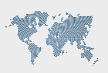 Obraz premium Isolated vector blue dotted world map on white background. Computer abstract infographic for presentation. EPS 10.