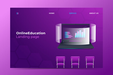 Fototapeta na wymiar Modern design e-learning, online education concept. Website banner elements layout. Vector illustration
