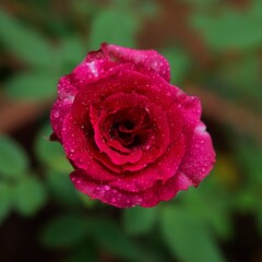 Red rose with water drops