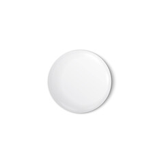 Circle blank pin button or round badge realistic vector illustration isolated.