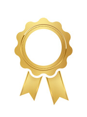 Vector round golden seal with ribbon on white