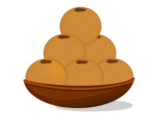 Atta Ladoo or Atte ka Laddu Indian Sweets or Mithai Food Vector