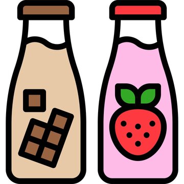 Chocolate Milk Bottle And Strawberry Milk Bottle Icon