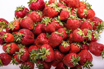 fresh ripe strawberries isolated on white background