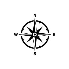 Compass, black wind rose icon on isolated background. Eps 10 vector
