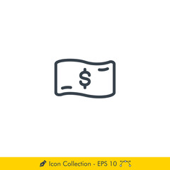 Money Icon / Vector - In Line / Stroke Design