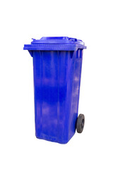 Blue dustbin isolated on white background