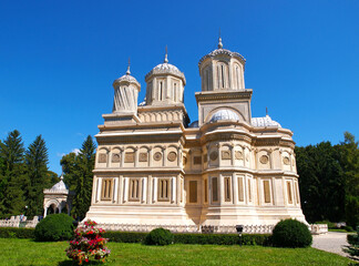 Fototapeta na wymiar Curtea de Arges Monastery, Romanian Orthodox cathedral, medieval landmark of Wallachia