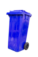Blue dustbin isolated on white background