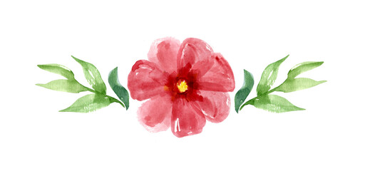 Watercolor composition of flowers. Hand-drawn illustration isolated on the white background.