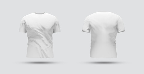 Isolated t-shirt with shadow Mockup. Front and back side jersey on white background