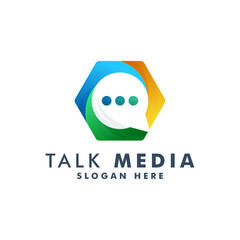 Chat logo template. Talk icon logotype vector illustration