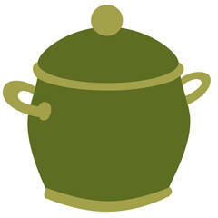 sweet green pan, flat, isolated object on a white background, vector illustration,