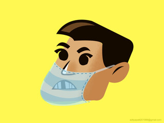 Kid with face mask for prevention from COVID19