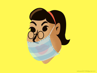 Woman with mask for prevention