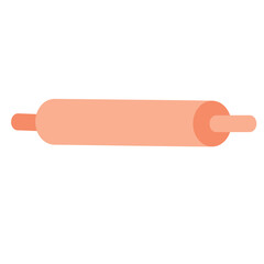 cute rolling pin for dough, flat, isolated object on a white background, vector illustration,