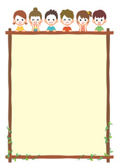 Children and wood decorative frame