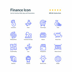 business finance icon set graphic design vector illustration for interface mobile web presentation