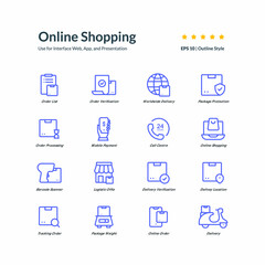 online shopping icon set graphic design vector illustration for interface mobile web presentation