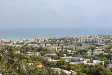 Fototapeta na wymiar Haifa city panorama from the observation deck