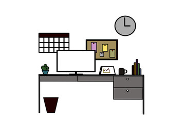 Modern office desk and workplace icon vector illustration.