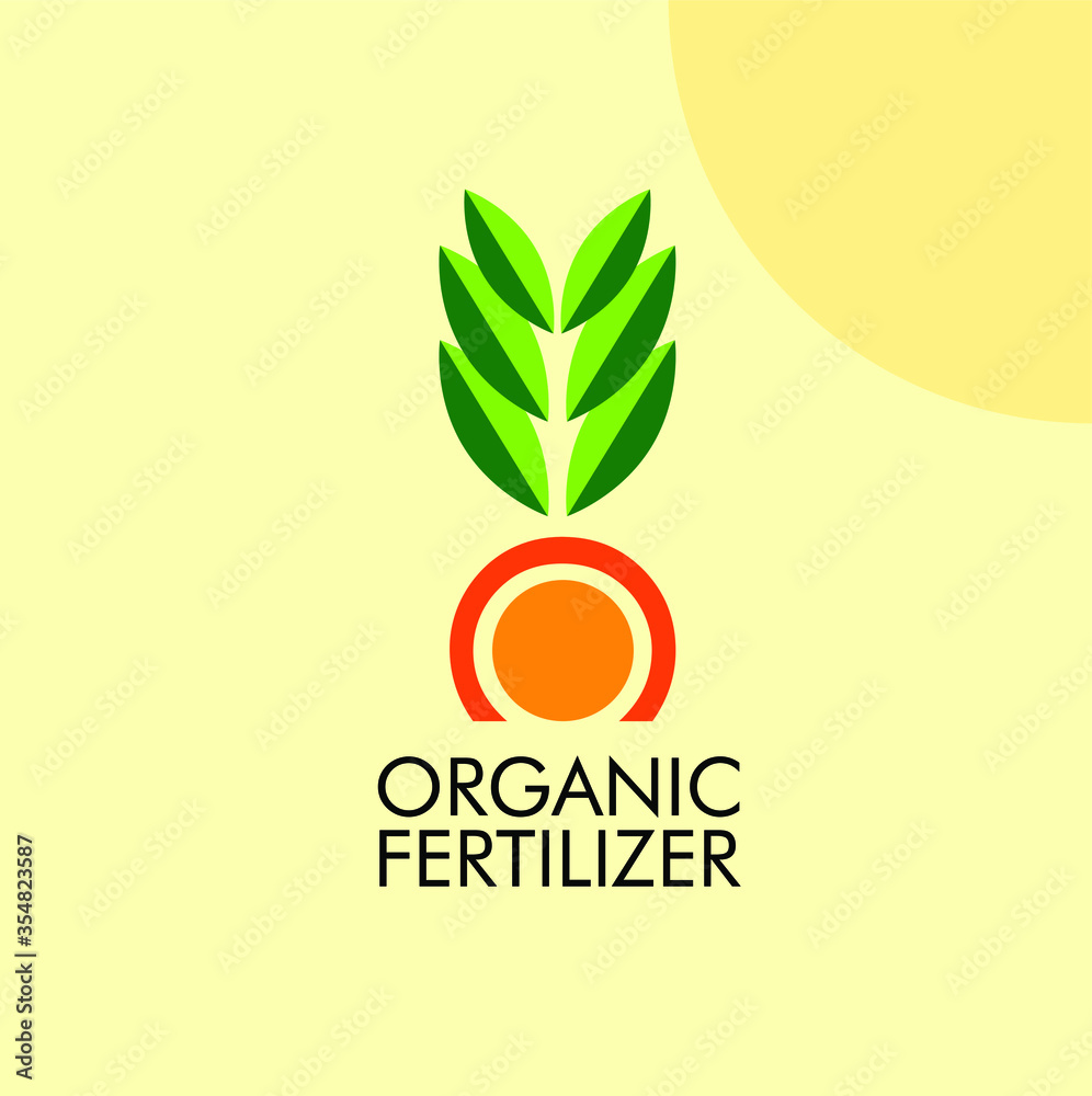 Sticker organic fertilizer logo icon with simple shape symbol. Good use for application and farming assets