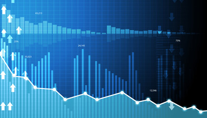 Stock market growth graph chart. Digital illustration