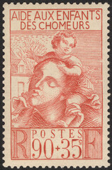 Postage stamps of the France. Stamp printed in the France. Stamp printed by France.