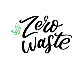 Fototapeta na wymiar Zero waste conception Green Eco Ecology lettering text vector