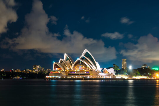 Sydney, Australia - May 14, 2017: Sydney Opera House At Night. It Is One The Most Popular Tourist Attractions In Australia.