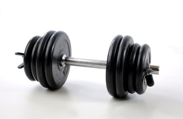 Black barbell isolated on a white background