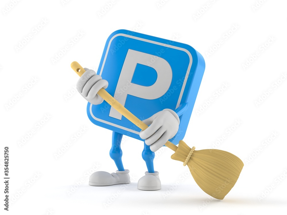 Canvas Prints Parking symbol character sweeps the floor