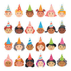 Set of cartoon avatars of children characters