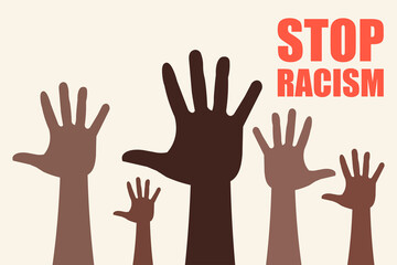 Stop racism icon. Black lives matter concept. Template for background, banner, poster with text. Vector illustration.