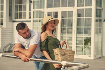 Portrait of a young couple in love in the city