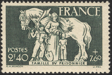 Plakat Postage stamps of the France. Stamp printed in the France. Stamp printed by France.