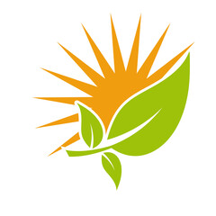 Nature Green Landscape Sunrise Logo Template. sun vector illustration Icon Logo Template
