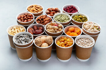 Different types of Nuts in ecofriendly cups