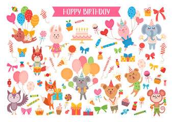 Animal birthday set for kids party design