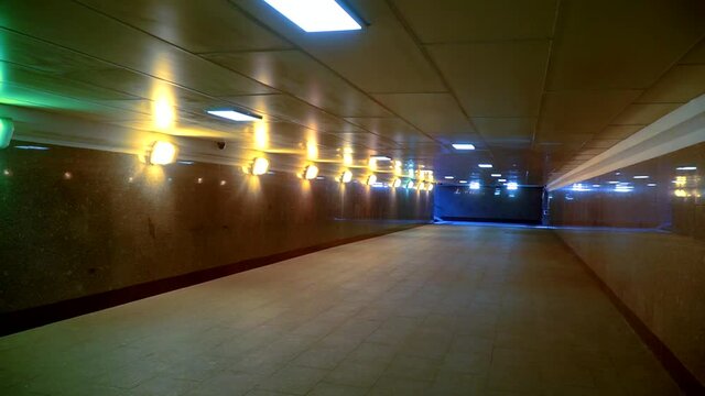 State of alert due to coronavirus in the city Empty passages underground across the road