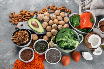 Food sources of omega 3 and healthy fats.